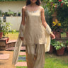 Ivory Zari Tissue Farshi Set with Delicate Handwork Detailing