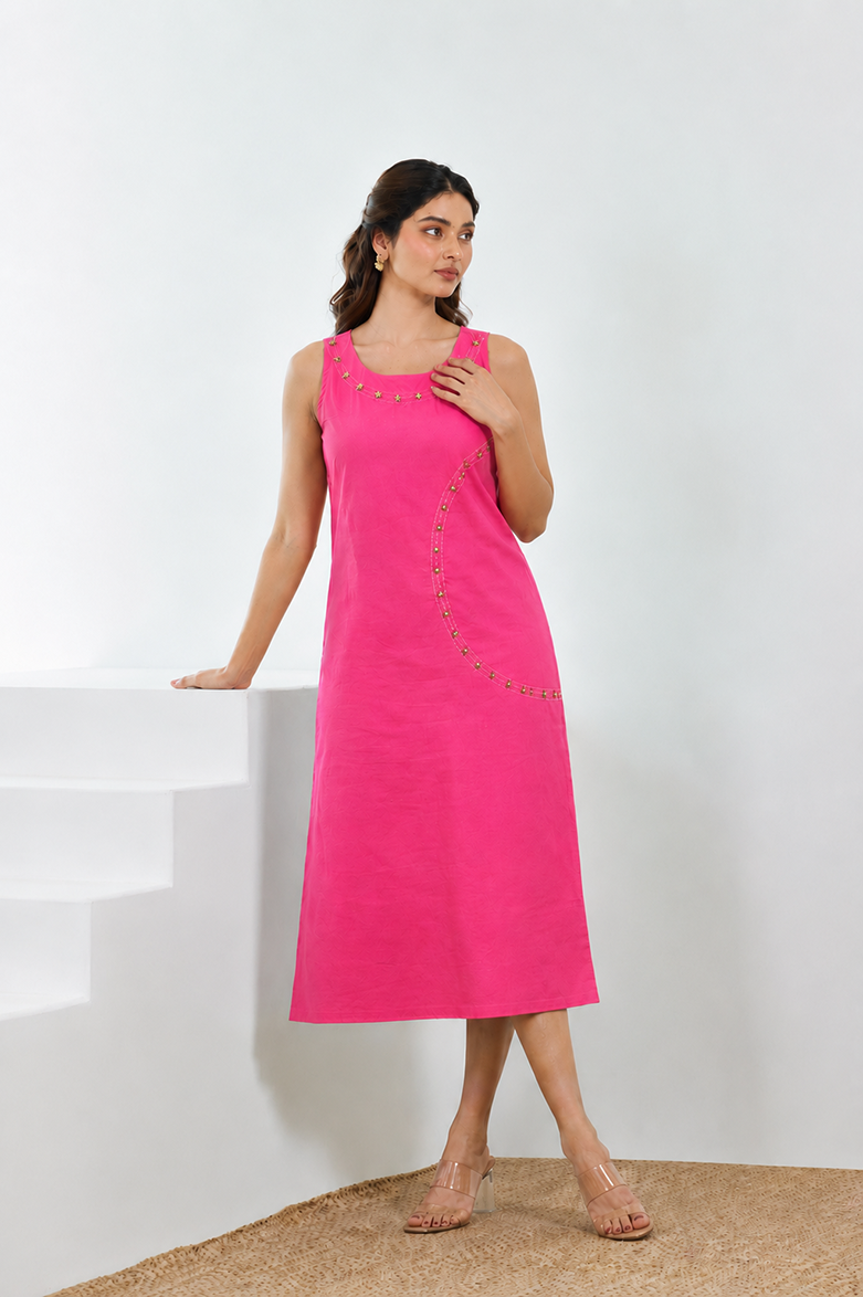 BASIKALI | Pink kaatha midi dress - image 2