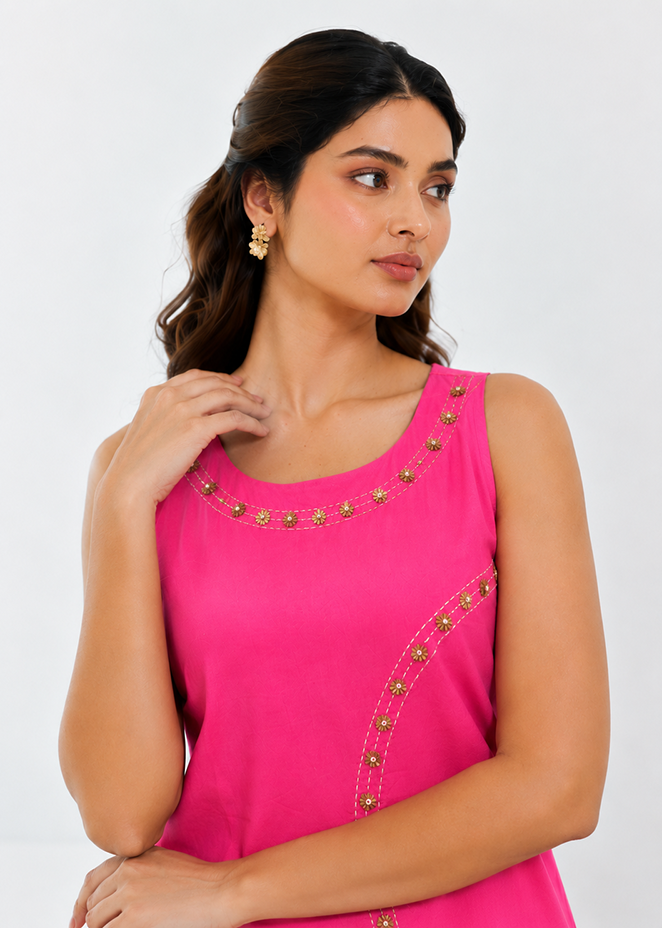BASIKALI | Pink kaatha midi dress - image 4