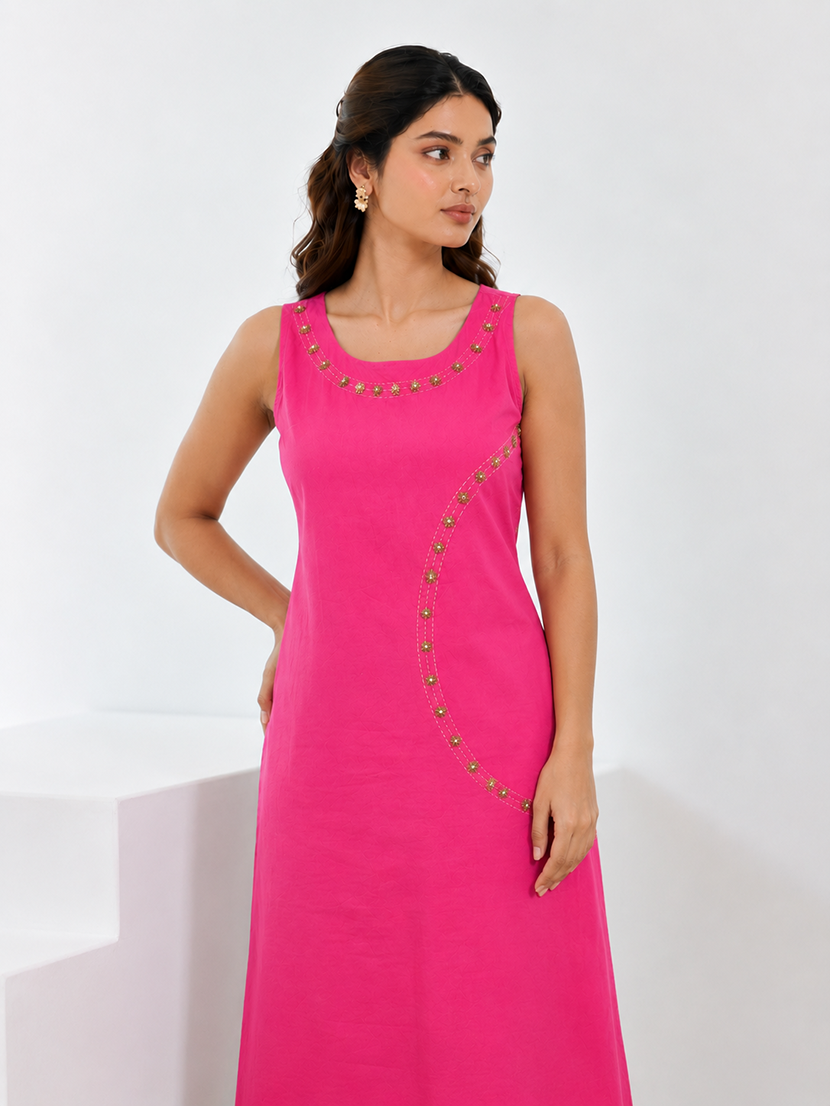 BASIKALI | Pink kaatha midi dress - image 3