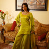 Neon Green Silk Kurta Set with Statement Tie-Up Detailing