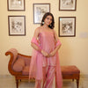Blush Pink Zari Tissue Kurta Set with Statement Tassel Details