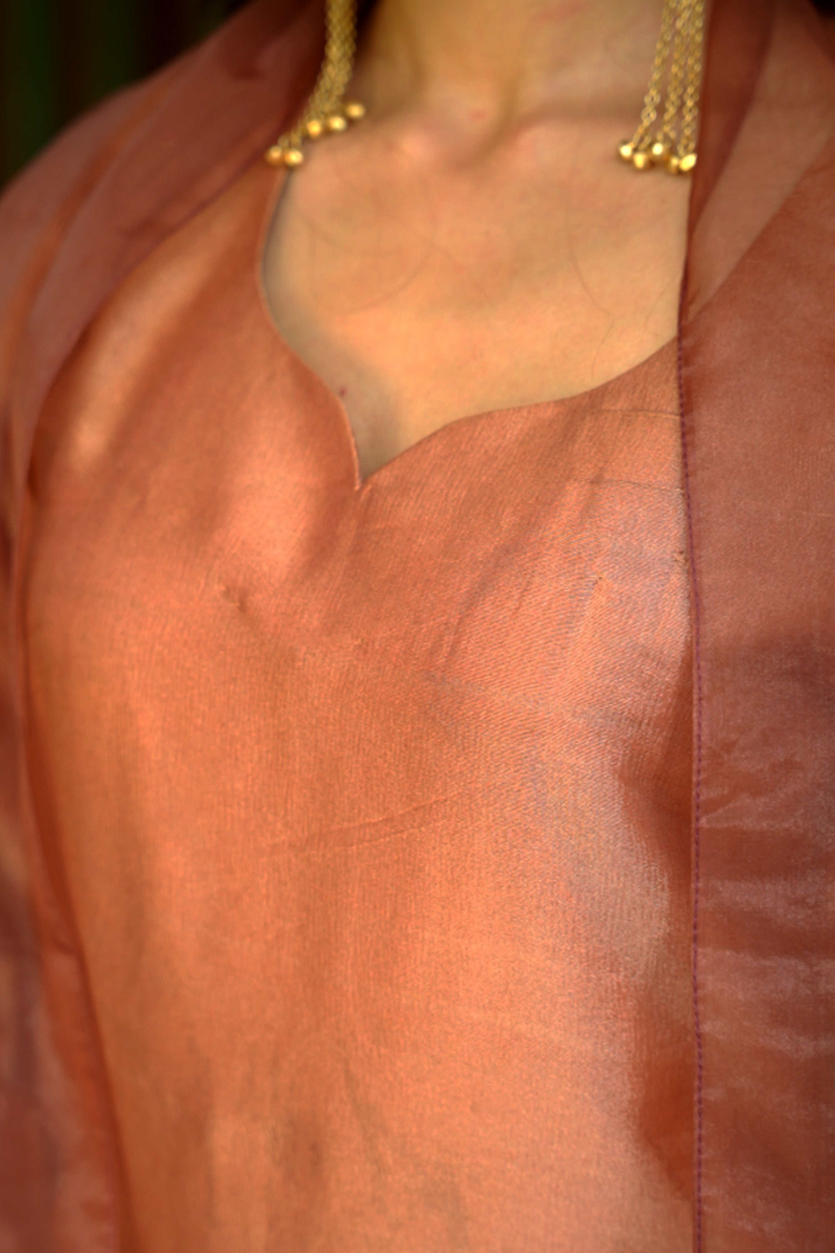 Copper Bloom Tissue Suit set with metallic panel